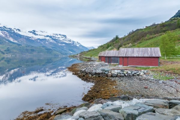 scenic landscapes of the northern Norwegian fjords in spring .